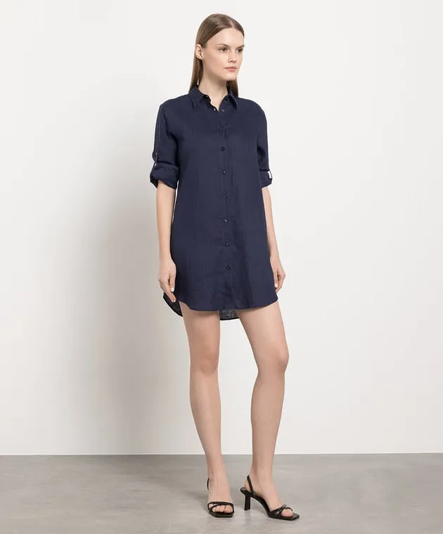 Vilebrequin Blue Fragance linen shirt dress