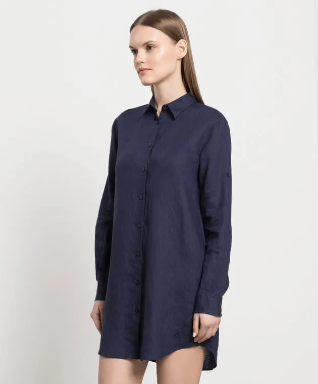 Vilebrequin Blue Fragance linen shirt dress