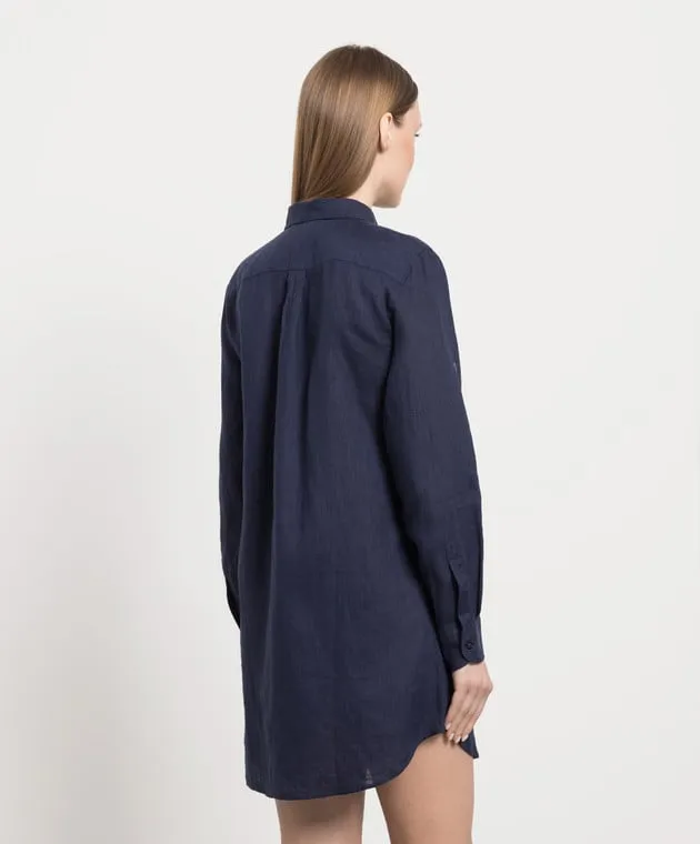 Vilebrequin Blue Fragance linen shirt dress