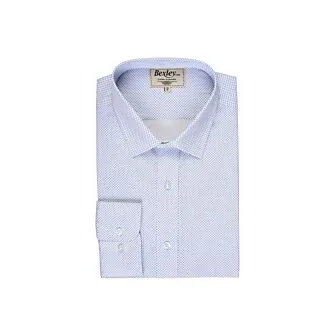 WHITE SHIRT PRINTED  BLUE PATTERNS  STRAIGHT COLLAR  ALPHONSE