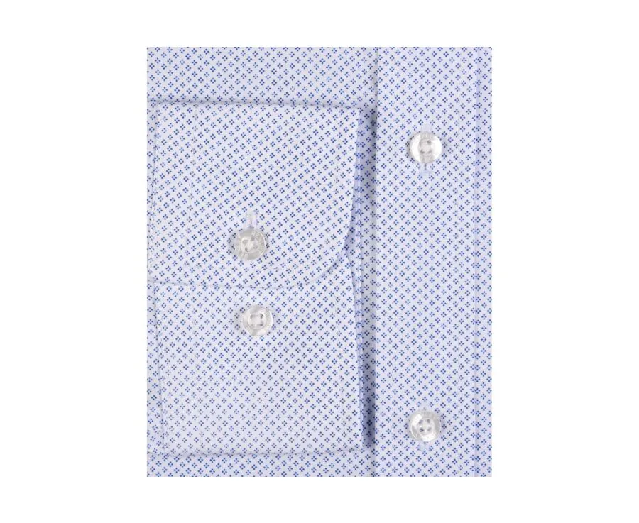 WHITE SHIRT PRINTED  BLUE PATTERNS  STRAIGHT COLLAR  ALPHONSE