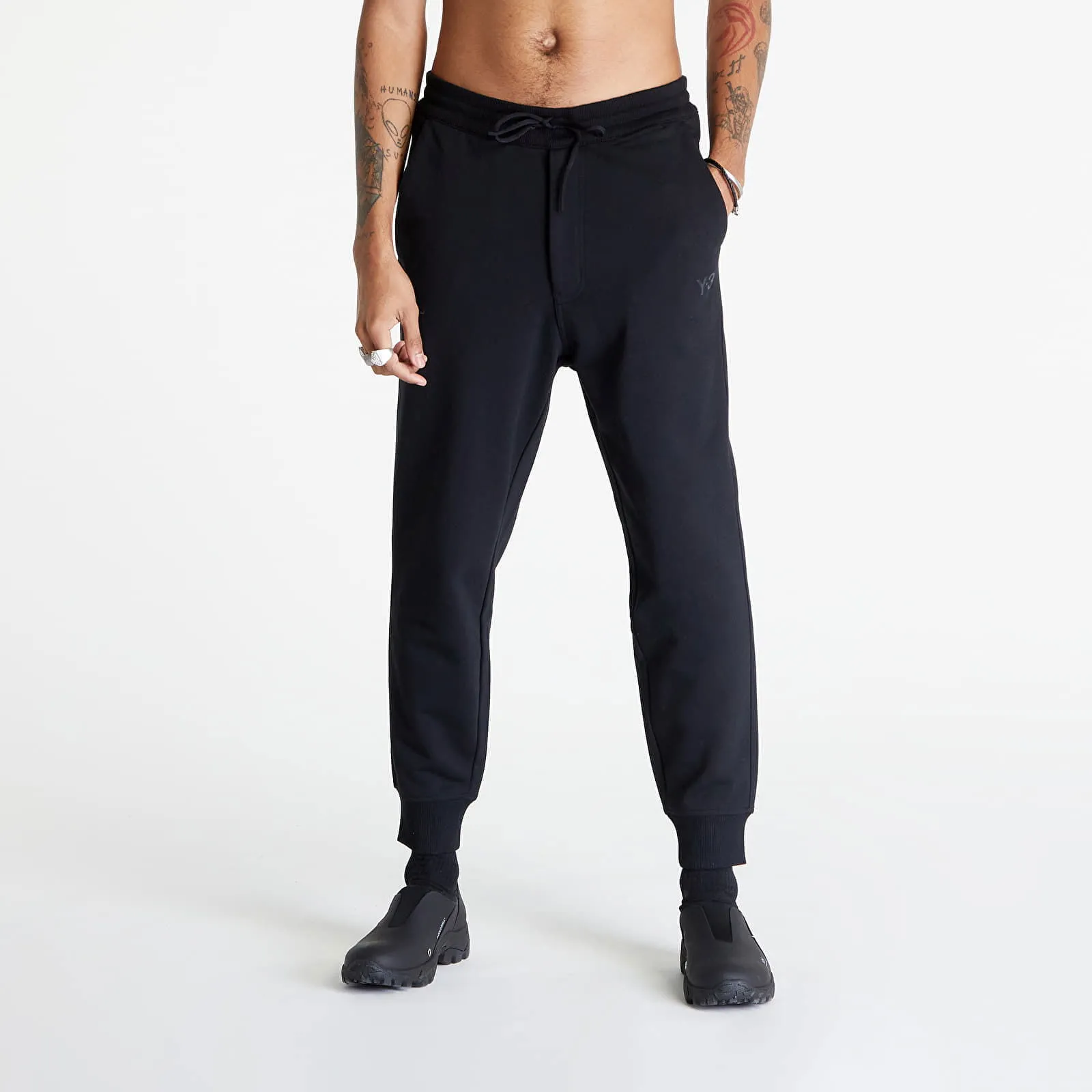 Y3 FRENCH TERRY CUFFED JOGGERS PANTS BLACK
