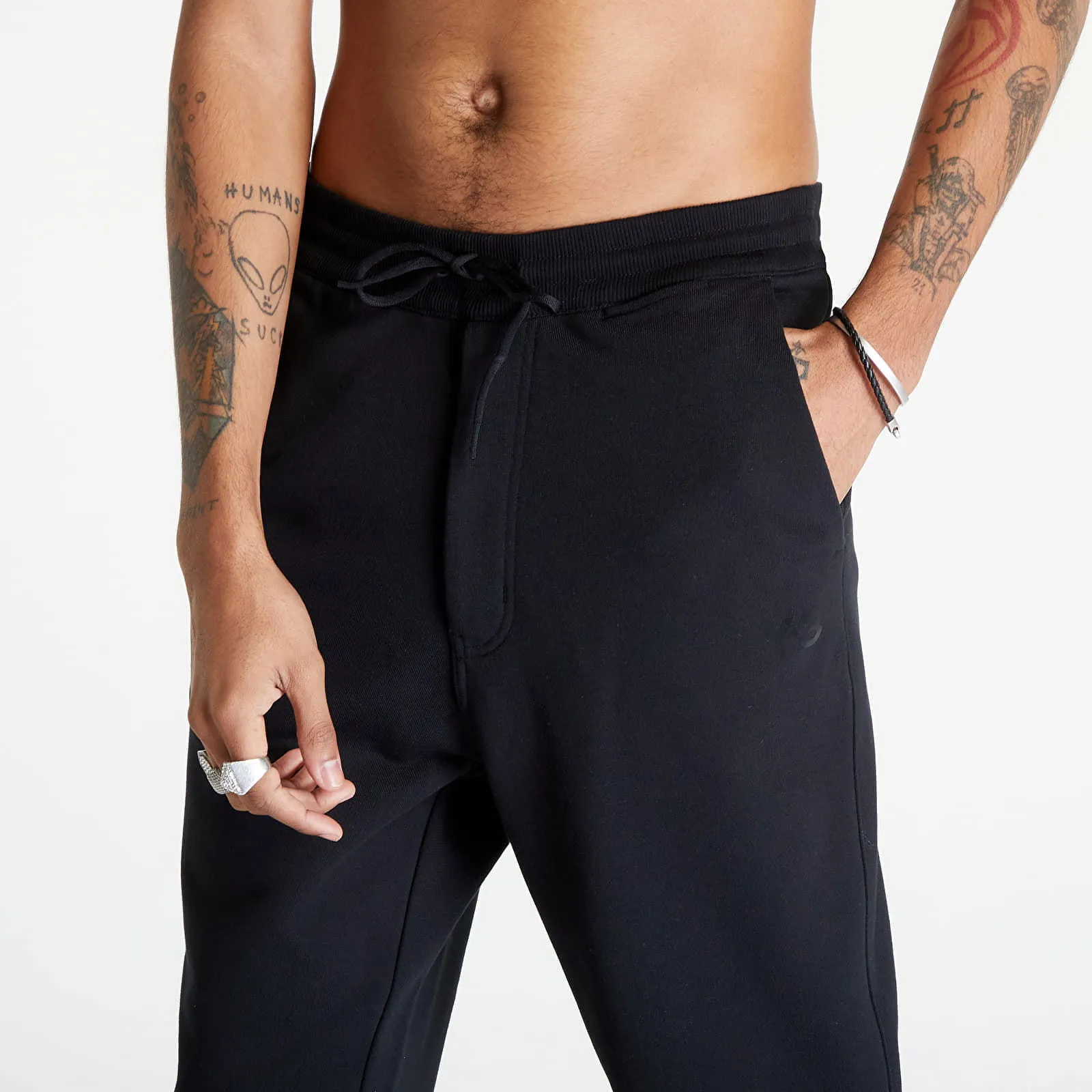 Y3 FRENCH TERRY CUFFED JOGGERS PANTS BLACK