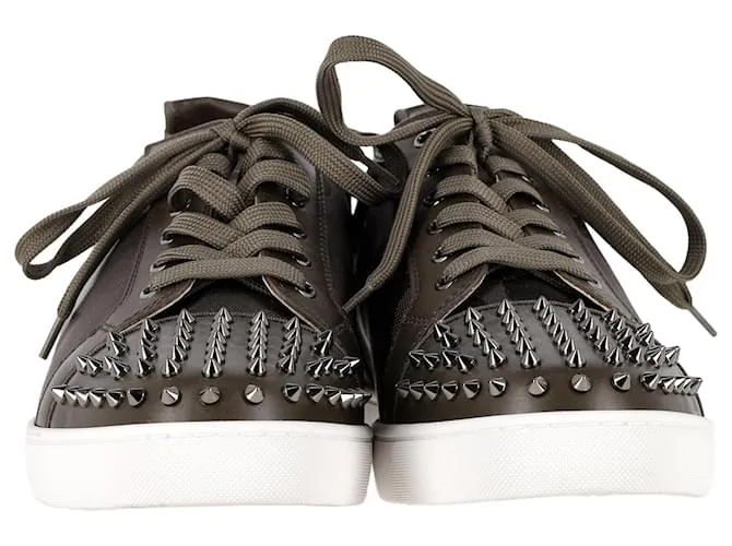 Zapatillas Christian Louboutin Louis Junior Spikes con estampado de camuflaje en cuero de ternera caqui Verde 